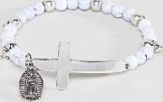 white beaded bracelet with cross exclusive to asos