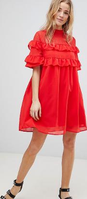 shift dress with frills