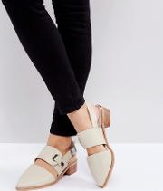 Intinsic Cream Leather Cut Out Sling Mid Heeled Shoes