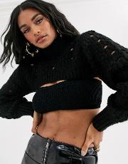 Cropped Cable Knit Jumper