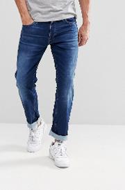 intelligence jeans  slim fit stretch indigo knit denim