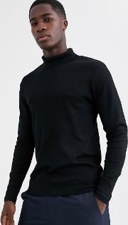 Premium Fitted Ribbed Roll Neck Top