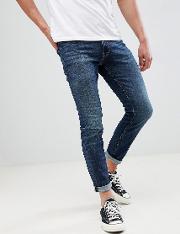 skinny fit turn up blue denim jeans