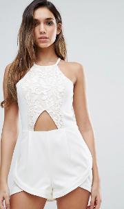 Lace Playsuit With Cut Out Detail