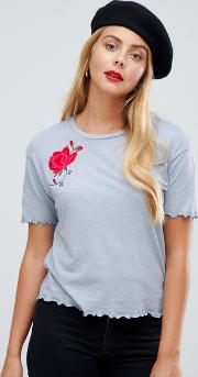 claire embroidered flower t shirt