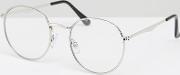 round clear lens glasses in silver