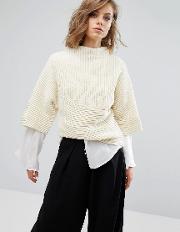 j.o.a chunky boxy knitted top