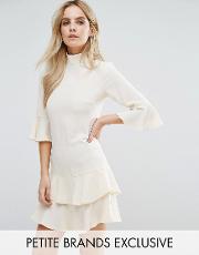 smock dress with fluted sleeve