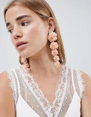 pink floral statement earrings
