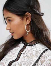 silver pearl oversized hoop earrings