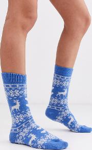 Exclusive Cosy Fairisle Stag Sock