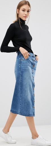 pine midi skirt blue wash