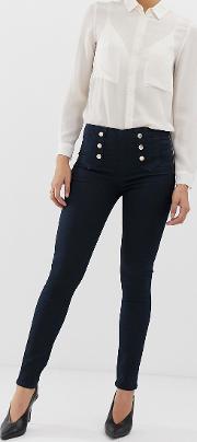 Button Front Cropped Jeans