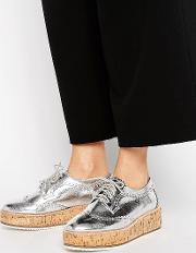 kg by kurt geiger kazam silver leather flatform lace up shoes
