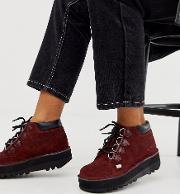 Kick Hi Creepy Burgundy Suede And Leather Top Flat Boots