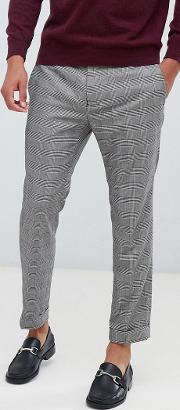 cropped check suit trousers in grey