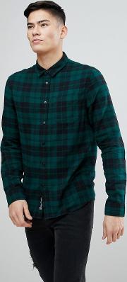 flannel check shirt in green