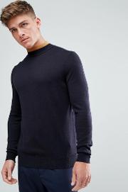 High Neck Jumper With Contrast