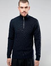 knitted jumper with zip neck