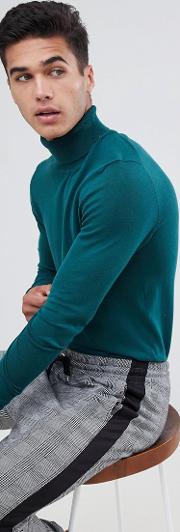 polo neck jumper in green