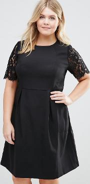 Plus Pencil Dress With Lace Sleeves