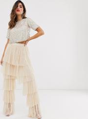 Tiered Tulle Palazzo Trousers