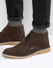 lambratta desert boots in brown suede