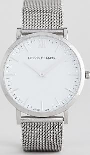 lugano mesh watch in silver 40mm