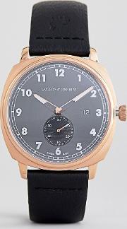 meridian leather watch in black 38mm