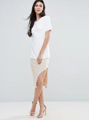 ribbed knitted skirt with split detail