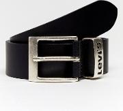 leather belt with logo keeper black