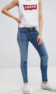 levi's 711 mid rise skinny jeans  patchwork