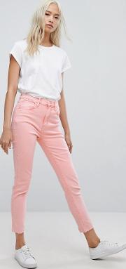 levi's line 8 high rise cropped skinny jean with raw hem