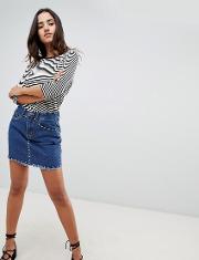 denim mini skirt with studs