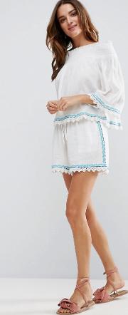 cheesecloth embroidered beachwear shorts part of co ord