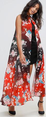 shift dress with overlay in floral print