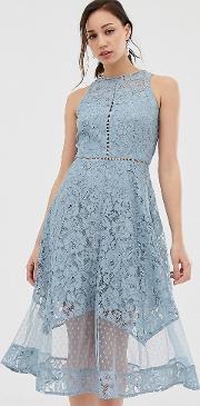 All Over Dotty Lace Midi Prom Skater Dress