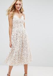 allover premium lace full prom mini skater dress