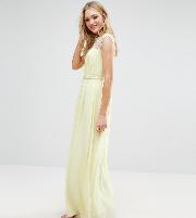 scallop lace top pleated maxi dress