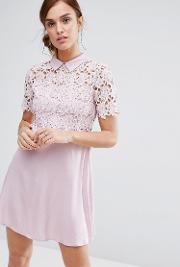 Philo Dress Lace Shift  With Collar