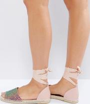 Tie Ankle Glitter Espadrille Sandal