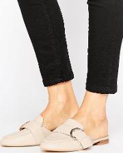 buckle backless mule loafers