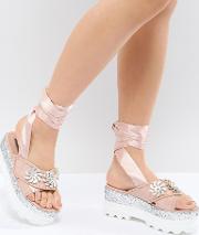Flatform Glitter Sandals