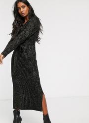 Knitted Maxi Dress With Button Front
