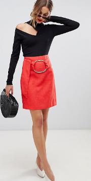 Mini Skirt With Buckle Belt
