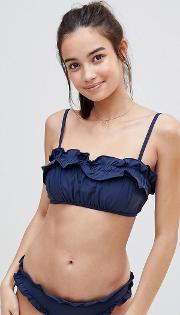 Shirred Ruffle Bikini Top