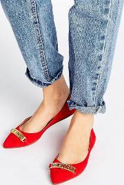 pointed ballet flats red