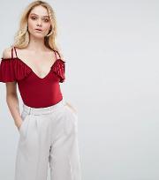 strappy bodysuit with frill detail