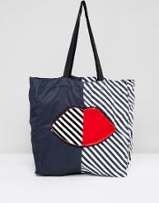 stripe foldaway shopper bag