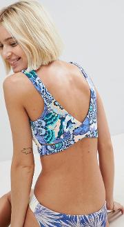 patchwork reversible crop bikini top